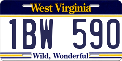 WV license plate 1BW590