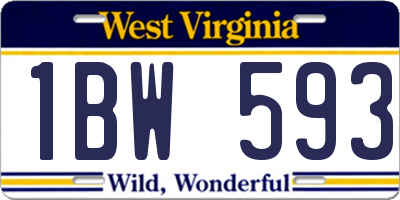 WV license plate 1BW593