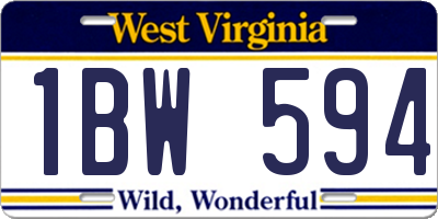 WV license plate 1BW594