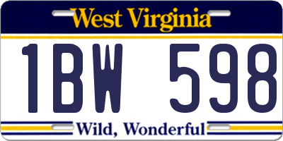 WV license plate 1BW598