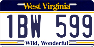 WV license plate 1BW599