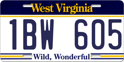 WV license plate 1BW605