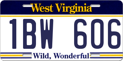 WV license plate 1BW606