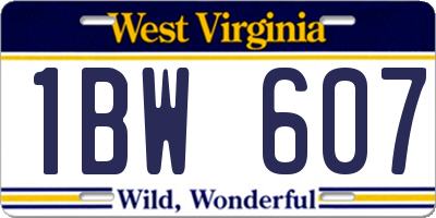 WV license plate 1BW607