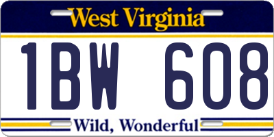 WV license plate 1BW608