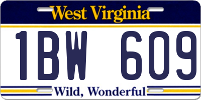 WV license plate 1BW609
