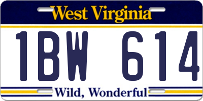 WV license plate 1BW614