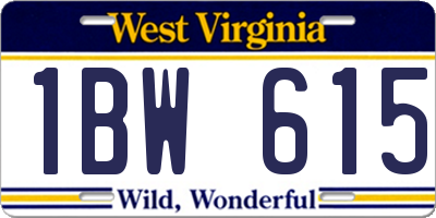 WV license plate 1BW615
