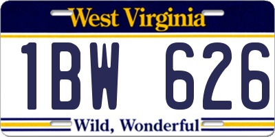 WV license plate 1BW626