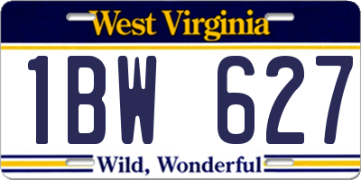 WV license plate 1BW627