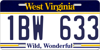 WV license plate 1BW633