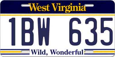 WV license plate 1BW635