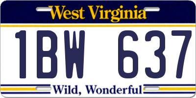 WV license plate 1BW637
