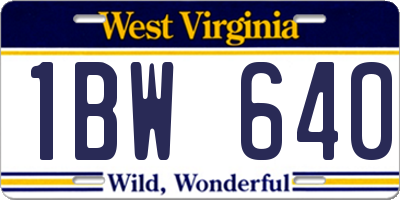 WV license plate 1BW640