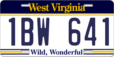WV license plate 1BW641