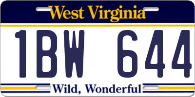 WV license plate 1BW644
