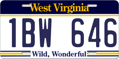 WV license plate 1BW646