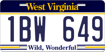 WV license plate 1BW649
