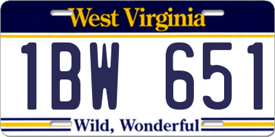 WV license plate 1BW651