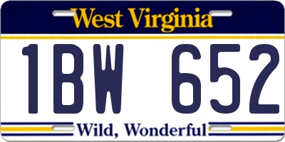 WV license plate 1BW652