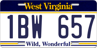 WV license plate 1BW657