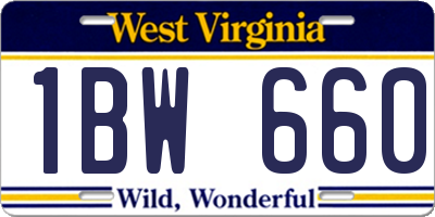 WV license plate 1BW660