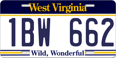 WV license plate 1BW662