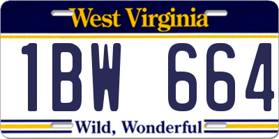 WV license plate 1BW664