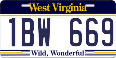 WV license plate 1BW669