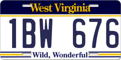 WV license plate 1BW676