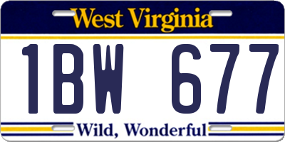 WV license plate 1BW677