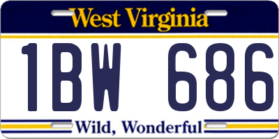 WV license plate 1BW686