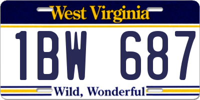 WV license plate 1BW687