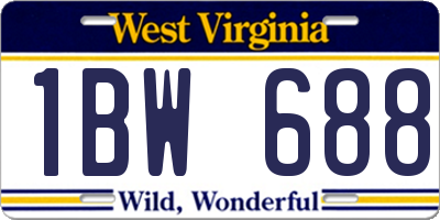WV license plate 1BW688