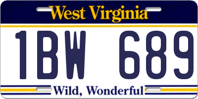 WV license plate 1BW689