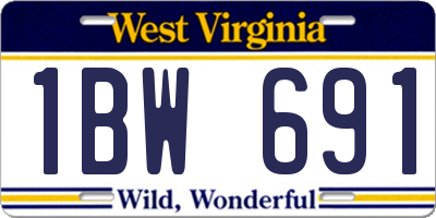 WV license plate 1BW691