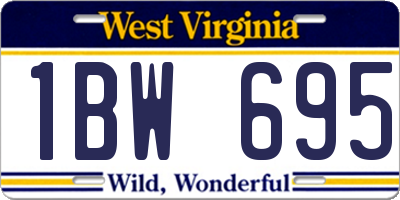 WV license plate 1BW695