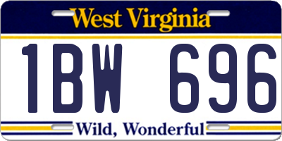 WV license plate 1BW696
