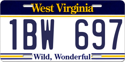 WV license plate 1BW697