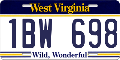 WV license plate 1BW698