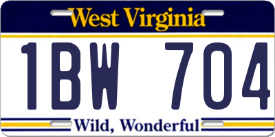 WV license plate 1BW704