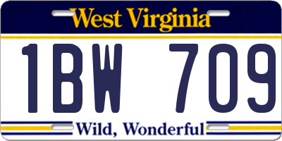WV license plate 1BW709