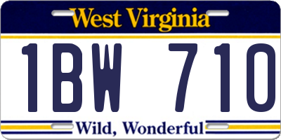 WV license plate 1BW710