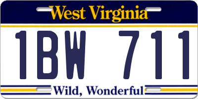 WV license plate 1BW711