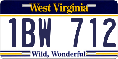 WV license plate 1BW712