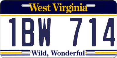 WV license plate 1BW714