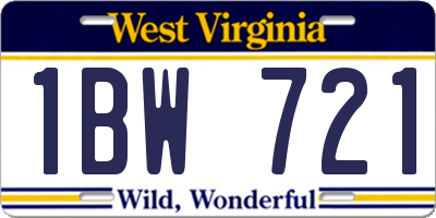 WV license plate 1BW721