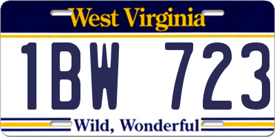 WV license plate 1BW723