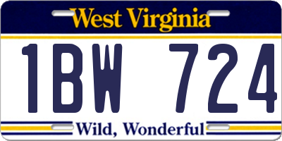 WV license plate 1BW724