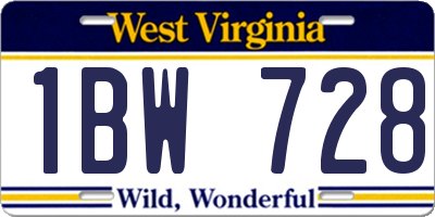 WV license plate 1BW728
